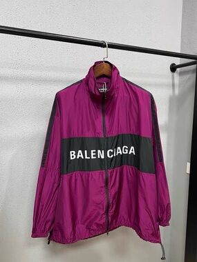 Authentic Balenciaga Fuchsia Shell Jacket with Black Tag